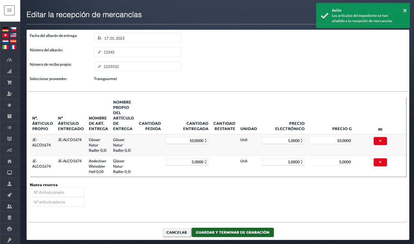 Recepción De Mercancías